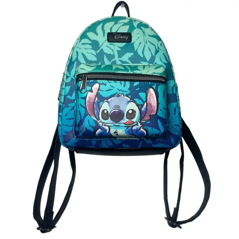Loungefly Disney Mini Backpack Stitch Blue Tropical Leaves Lilo & Stitch Used